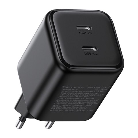 Ładowarka sieciowa UGREEN X526 45W GaN 2xUSB-C (czarna)