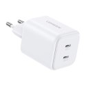 Ładowarka sieciowa UGREEN X526 45W 2xUSB-C GaN (biała)