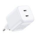 Ładowarka sieciowa UGREEN X526 45W 2xUSB-C GaN (biała)