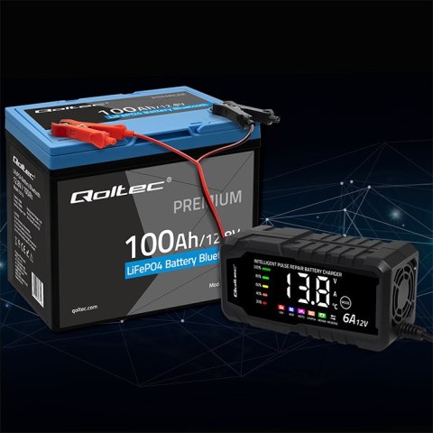 Qoltec Akumulator LiFePO4 Litowo-Żelazowo-Fosforanowy | 12.8V | 100Ah | 1280Wh | Bluetooth | BMS