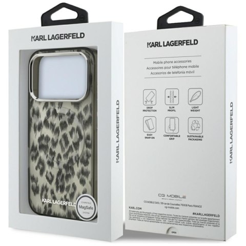 Karl Lagerfeld IML Leopard Pattern MagSafe - Etui iPhone 17 Pro (brązowy)