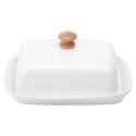 Maselniczka z Pokrywką Pojemnik na Masło Biały Ceramiczny VILDE 16x12,5 cm