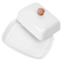 Maselniczka z Pokrywką Pojemnik na Masło Biały Ceramiczny VILDE 16x12,5 cm
