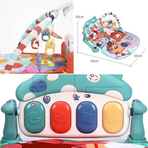 Mata edukacyjna dla niemowląt z pianinem- zielona