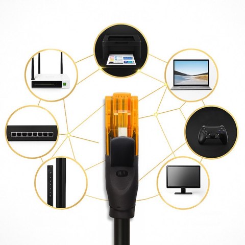 Qoltec Kabel Patchcord UTP | CAT6 | 2 x RJ-45 | High speed 1Gb/s | Pozłacane styki | 10m | czarny