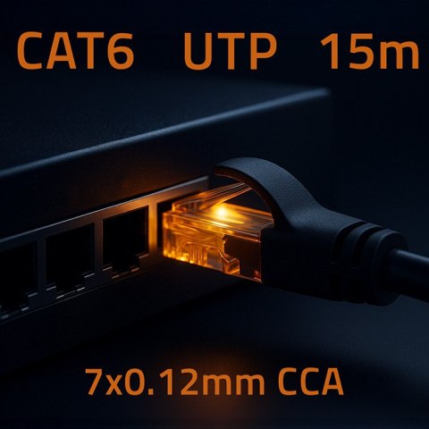Qoltec Kabel Patchcord UTP | CAT6 | 2 x RJ-45 | High speed 1Gb/s | Pozłacane styki | 15m | czarny