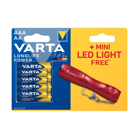 Bateria VARTA Longlife Power LR03/LR06 x4szt + latarka Mini Led Light