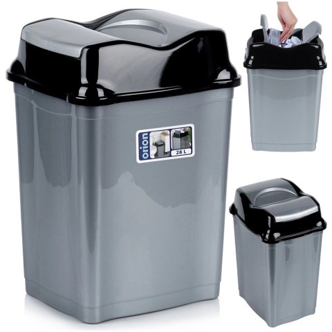 Kosz na Śmieci Plastikowy Szary 28 L ORION Wytrzymały i Pojemny