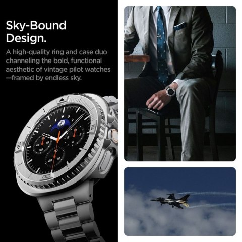 Spigen Bezel Tune Pro Pilot - Obudowa / Pierścień ochronny do Samsung Galaxy Watch 8 Classic 46 mm (Silver)