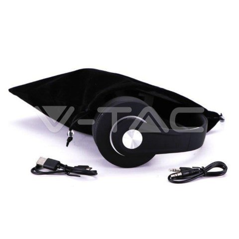 Bezprzewodowe słuchawki V-TAC bluetooth regulowany pałąk 500mAh czarne VT-6322-A