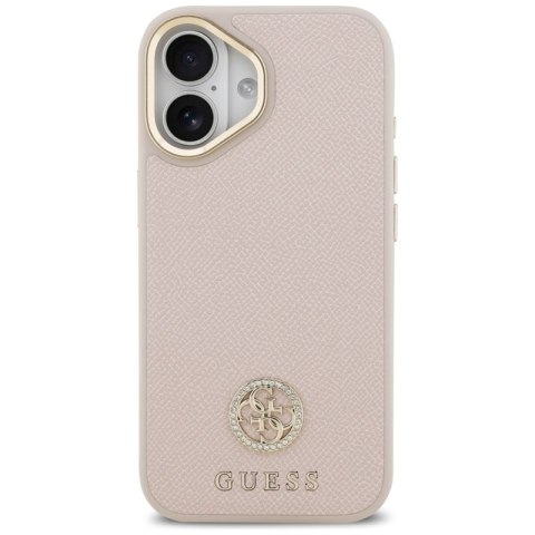 Guess Grained Strass Logo MagSafe - Etui iPhone 17 (różowy)