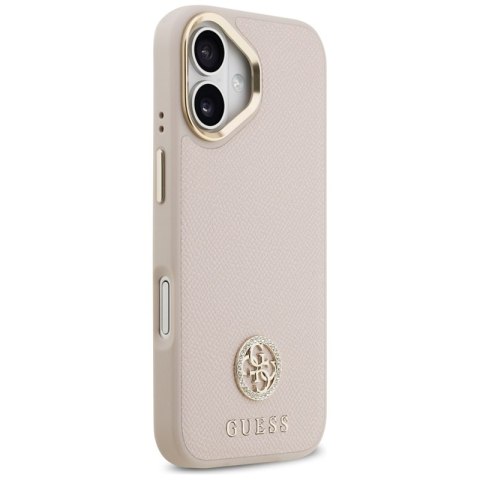 Guess Grained Strass Logo MagSafe - Etui iPhone 17 (różowy)