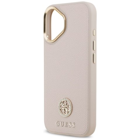 Guess Grained Strass Logo MagSafe - Etui iPhone 17 (różowy)