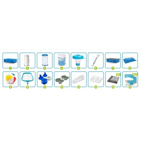 Basen ogrodowy stelażowy 450 x 220 x 84 cm zestaw 15w1 INTEX 28273