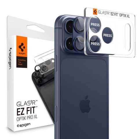 Spigen Optik Pro XL Glas.TR EZ Fit - Szkło ochronne na obiektyw iPhone 17 Pro Max (Blue)