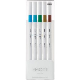 Cienkopisy Uni Emott No.4 0.4mm 5 kolorów