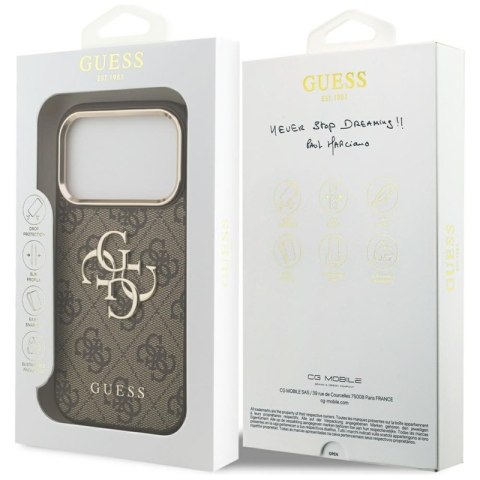 Guess 4G Big 4G Classic Logo - Etui iPhone 17 Pro Max (brązowy / złoty)