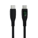 KABEL USB-C męski - męski 480Mbps 100W 2m ART czarny, oplot, wyświetlacz