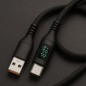 KABEL USB-C/USB-A M-M 480Mbps 60W 1m ART czarny, oplot, wyświetlacz