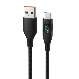 KABEL USB-C/USB-A M-M 480Mbps 60W 2m ART czarny, oplot, wyświetlacz