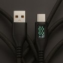 KABEL USB-C/USB-A M-M 480Mbps 60W 2m ART czarny, oplot, wyświetlacz