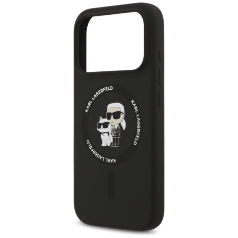 Karl Lagerfeld Silicone Karl & Choupette Ring MagSafe - Etui iPhone 17 Pro Max (czarny)