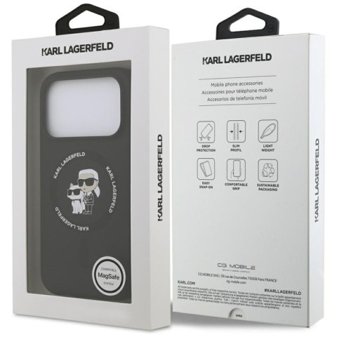 Karl Lagerfeld Silicone Karl & Choupette Ring MagSafe - Etui iPhone 17 Pro Max (czarny)