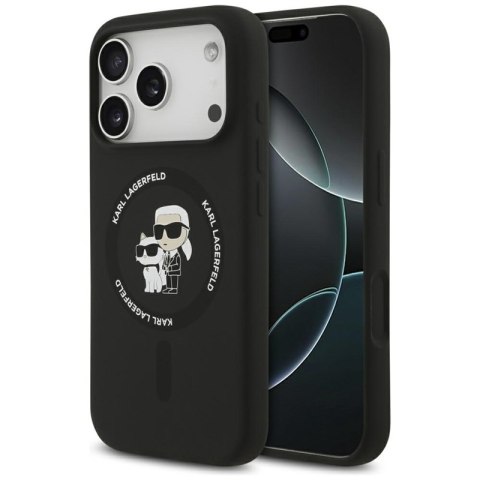 Karl Lagerfeld Silicone Karl & Choupette Ring MagSafe - Etui iPhone 17 Pro (czarny)
