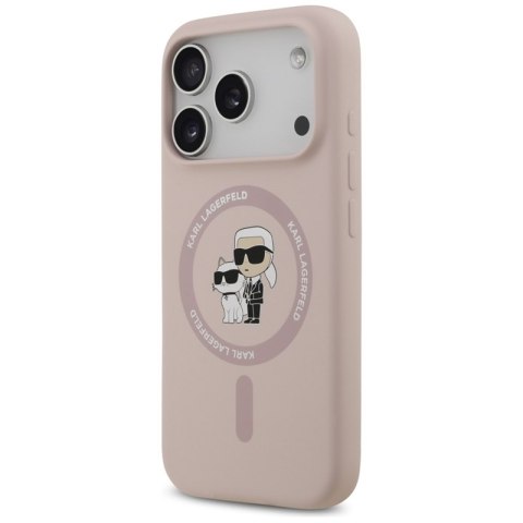 Karl Lagerfeld Silicone Karl & Choupette Ring MagSafe - Etui iPhone 17 Pro (różowy)