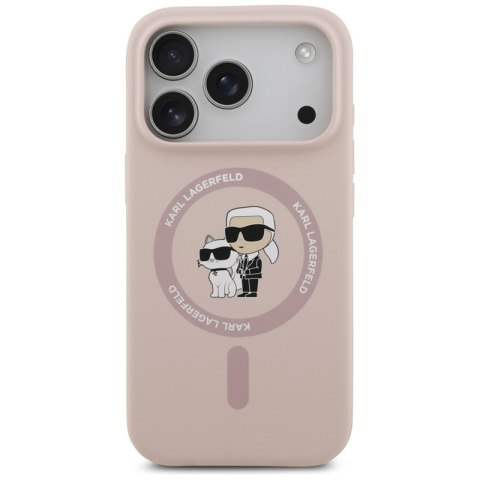 Karl Lagerfeld Silicone Karl & Choupette Ring MagSafe - Etui iPhone 17 Pro (różowy)