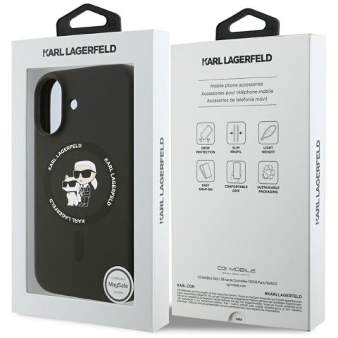 Karl Lagerfeld Silicone Karl & Choupette Ring MagSafe - Etui iPhone 17 (czarny)