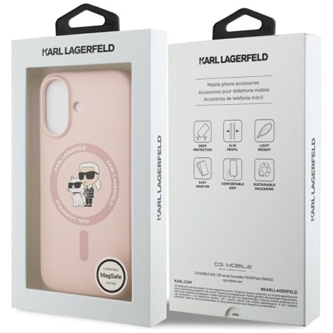 Karl Lagerfeld Silicone Karl & Choupette Ring MagSafe - Etui iPhone 17 (różowy)