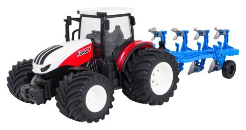 Traktor Czerwony R/C Z Pługiem 1:24