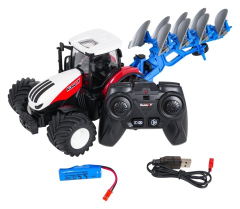 Traktor Czerwony R/C Z Pługiem 1:24