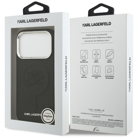 Karl Lagerfeld Initial & Metal Logo MagSafe - Etui iPhone 17 Pro (czarny)