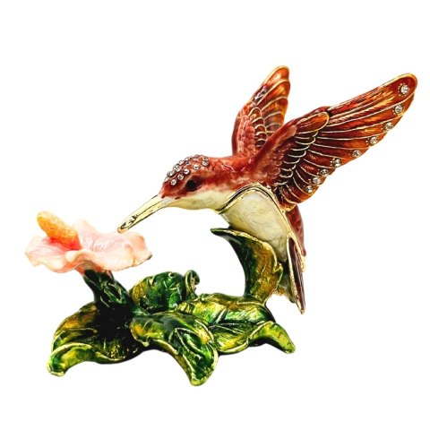 Ekskluzywne Pudełeczko Szkatułka na Biżuterię Zdobione Kryształkami - Koliber - HX357