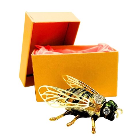 Ekskluzywne Pudełko Szkatułka na Biżuterię Zdobione Kryształkami - Pszczoła - HX542