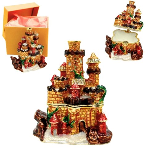 Pudełeczko Szkatułka na Biżuterię Zdobione Kryształkami - Zamek - HX580