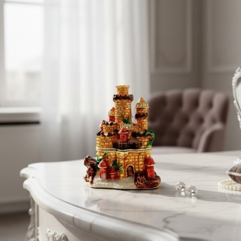 Pudełeczko Szkatułka na Biżuterię Zdobione Kryształkami - Zamek - HX580