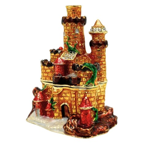 Pudełeczko Szkatułka na Biżuterię Zdobione Kryształkami - Zamek - HX580