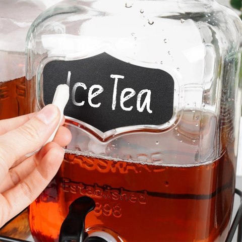 Słój do napojów z kranikiem i stojakiem czarnym 2x4 l 3 el.