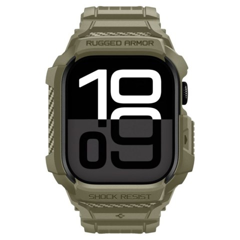 Spigen Rugged Armor Pro V2 - Pasek z obudową do Apple Watch 10 / 11 46 mm (Vintage Khaki)