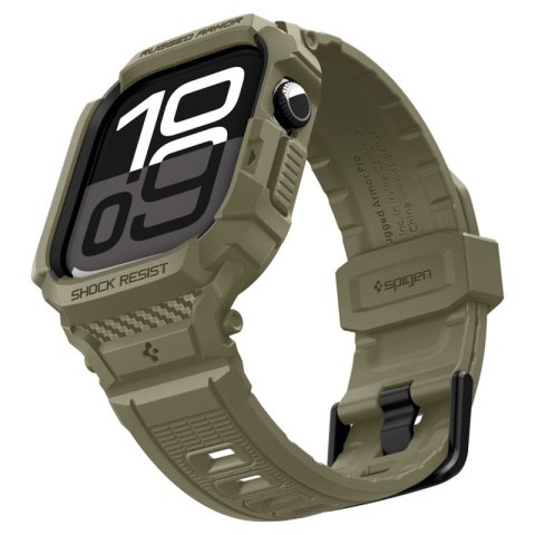 Spigen Rugged Armor Pro V2 - Pasek z obudową do Apple Watch 10 / 11 46 mm (Vintage Khaki)