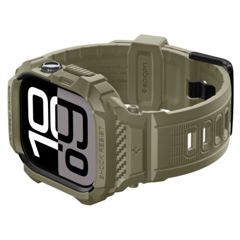 Spigen Rugged Armor Pro V2 - Pasek z obudową do Apple Watch 10 / 11 46 mm (Vintage Khaki)