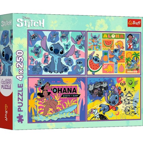 Trefl: Puzzle 4x250el. - Niezwykły Stitch