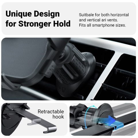 Crong Carclip Air Vent - Uniwersalny uchwyt samochodowy na kratkę nawiewu (czarny)