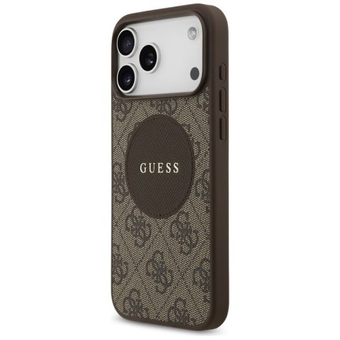 Guess 4G Circle Classic Logo MagSafe - Etui iPhone 17 Pro Max (brązowy)