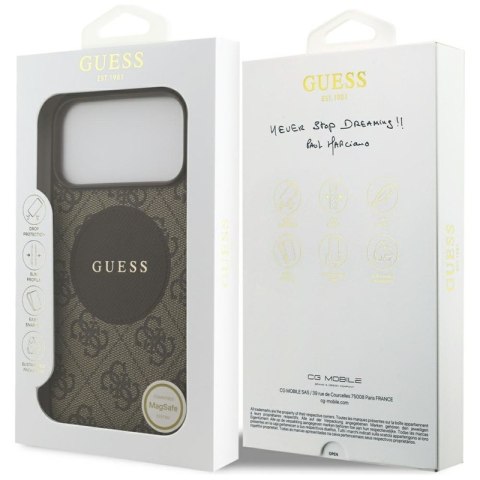 Guess 4G Circle Classic Logo MagSafe - Etui iPhone 17 Pro Max (brązowy)