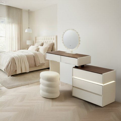 Toaletka kosmetyczna LED/ Komplet mebli blat 80 cm- Paula - kolor biały/orzech