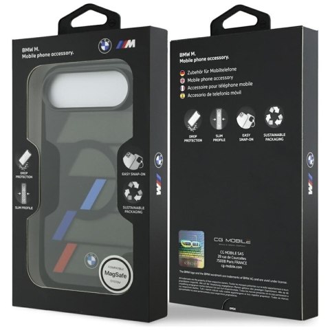 BMW M IML Metal Buttons Tricolor Lines MagSafe - Etui iPhone Air (czarny)